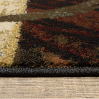Hudson Abstract Brown/ Black Cut Pile Rug