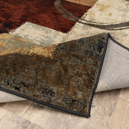 Hudson Abstract Brown/ Black Cut Pile Rug