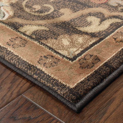 Hudson Oriental Brown/ Beige Abstract Cut Pile Rug