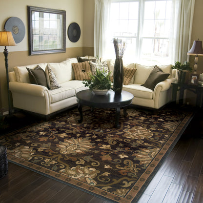 Hudson Oriental Brown/ Beige Abstract Cut Pile Rug