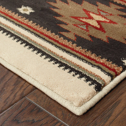 Hudson Southwest/Lodge Beige/ Green Abstract Cut Pile Rug