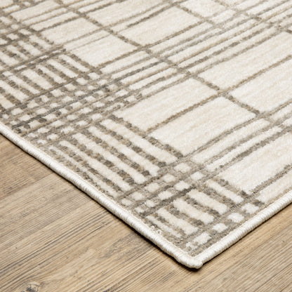 Hunter Geometric Brown/ Beige Stripe Cut Pile Rug