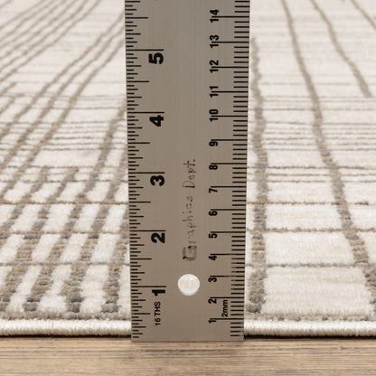 Hunter Geometric Brown/ Beige Stripe Cut Pile Rug