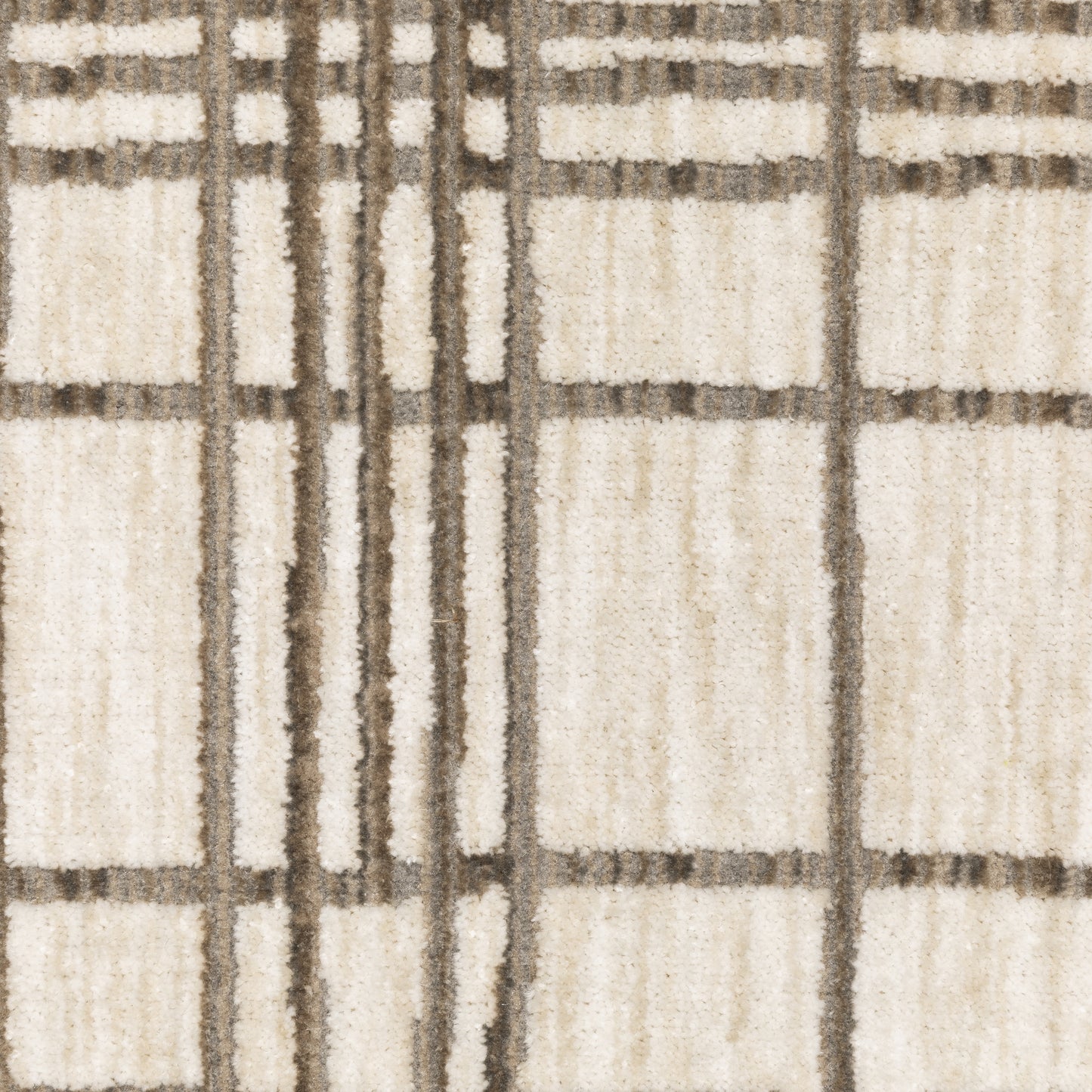 Hunter Geometric Brown/ Beige Stripe Cut Pile Rug