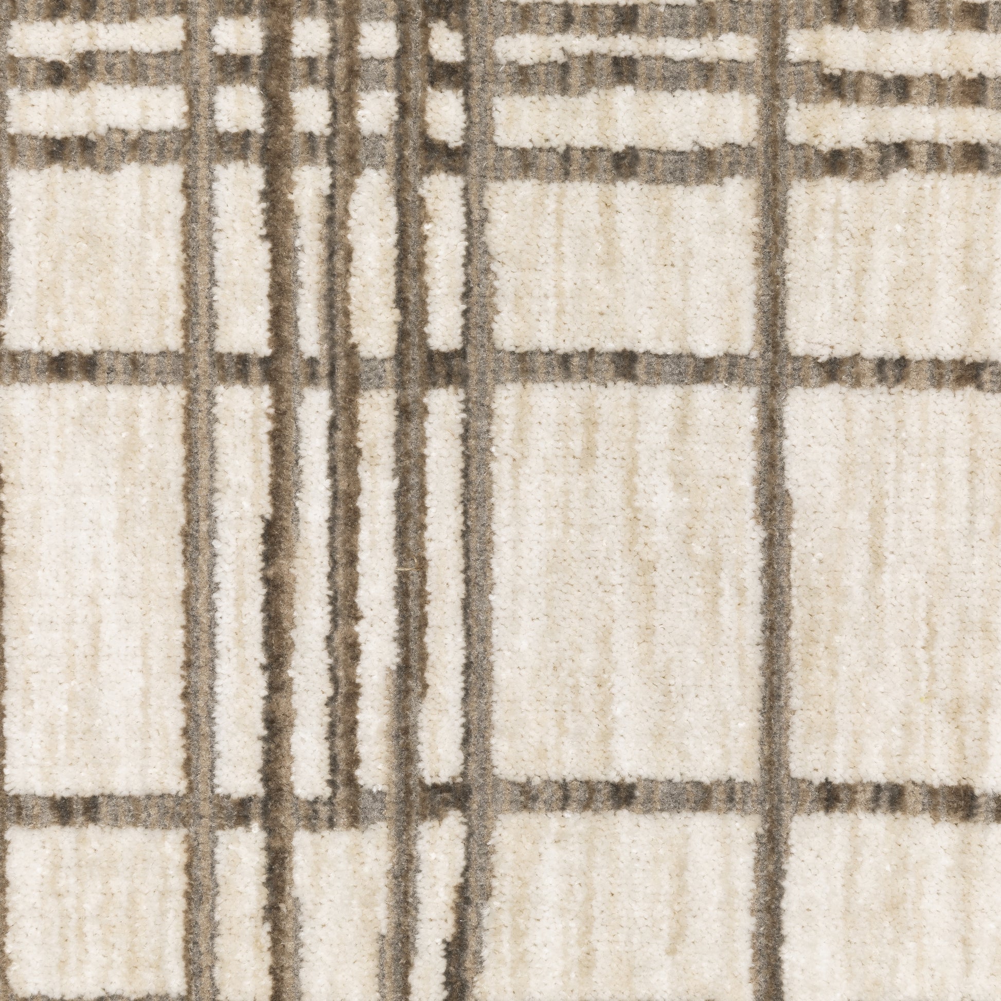 Hunter Geometric Brown/ Beige Stripe Cut Pile Rug