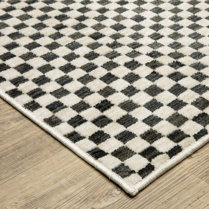 Hunter Geometric Black/ Ivory Cut Pile Rug