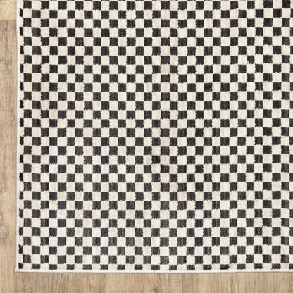 Hunter Geometric Black/ Ivory Cut Pile Rug