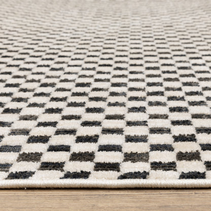 Hunter Geometric Black/ Ivory Cut Pile Rug