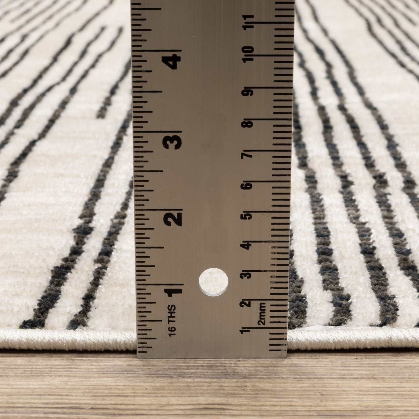 Hunter Stripe Black/ Beige Abstract Cut Pile Rug