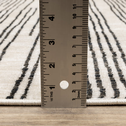 Hunter Stripe Black/ Beige Abstract Cut Pile Rug