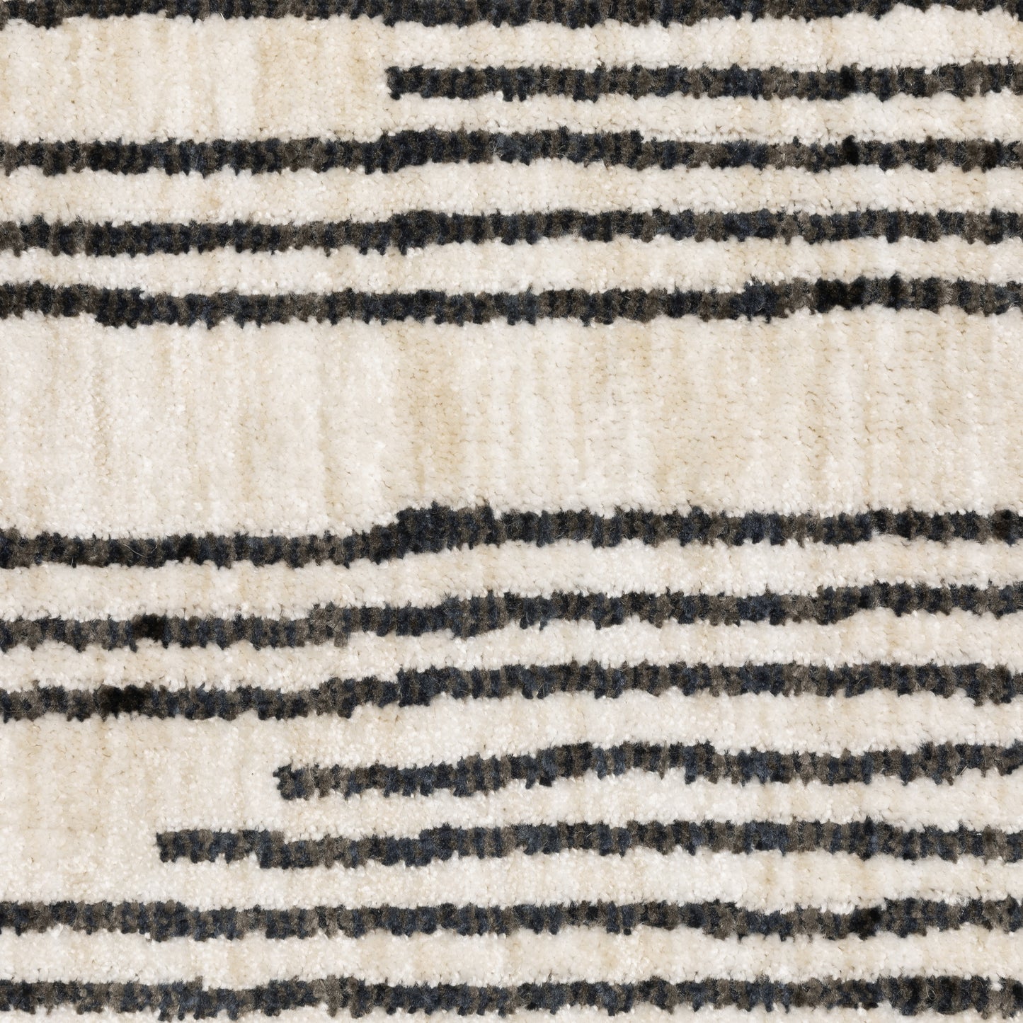 Hunter Stripe Black/ Beige Abstract Cut Pile Rug