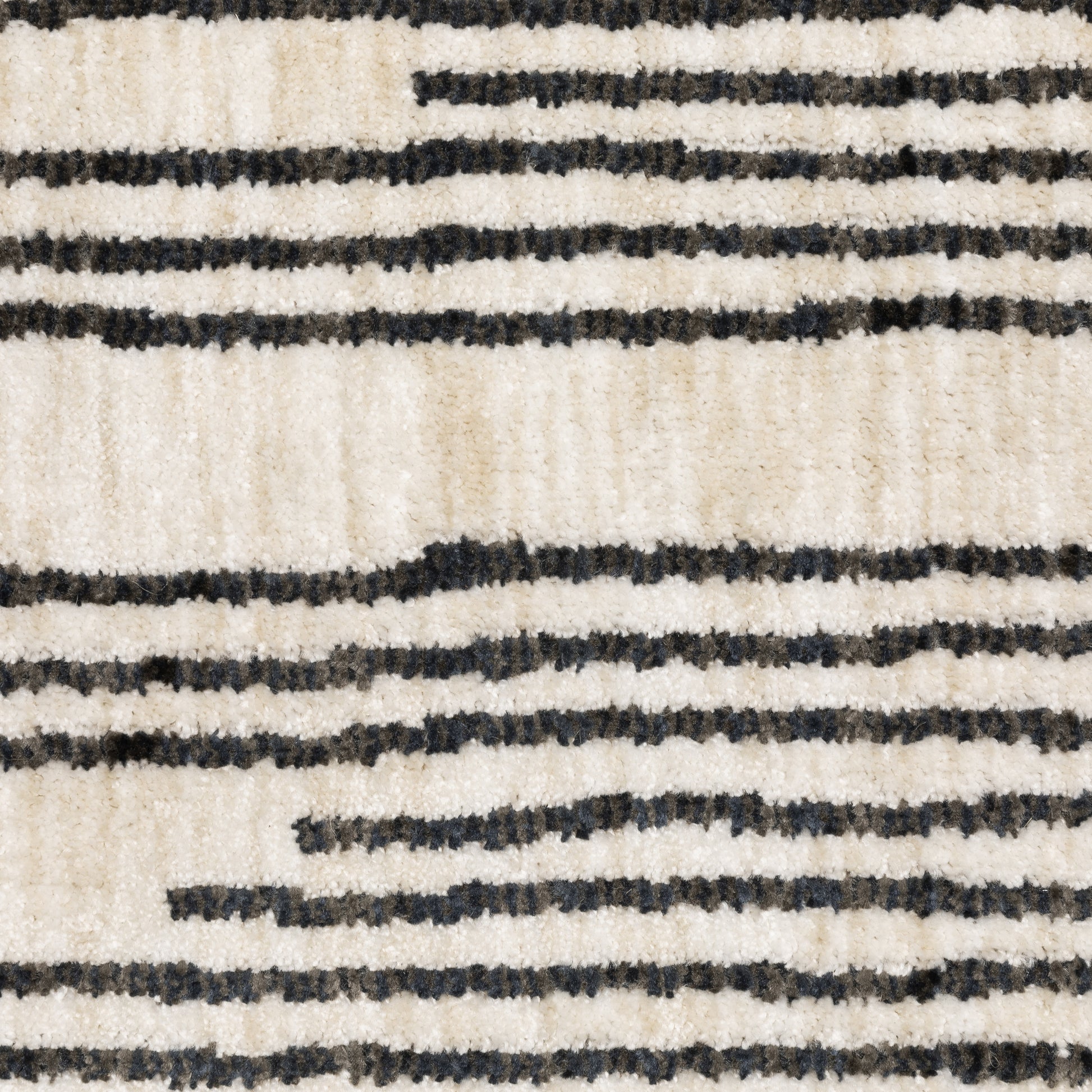 Hunter Stripe Black/ Beige Abstract Cut Pile Rug