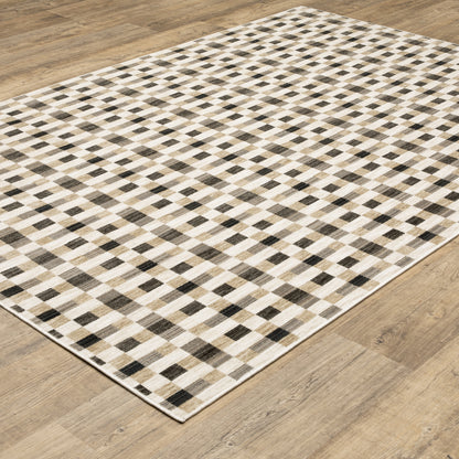 Hunter Geometric Black/ Gold Cut Pile Rug