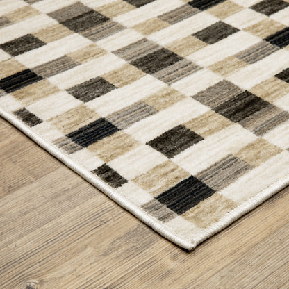 Hunter Geometric Black/ Gold Cut Pile Rug