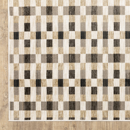 Hunter Geometric Black/ Gold Cut Pile Rug