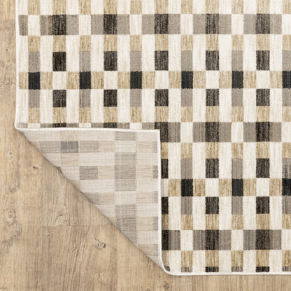 Hunter Geometric Black/ Gold Cut Pile Rug