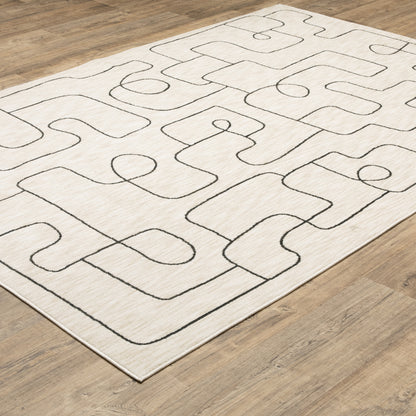 Hunter Abstract Beige/ Black Cut Pile Rug