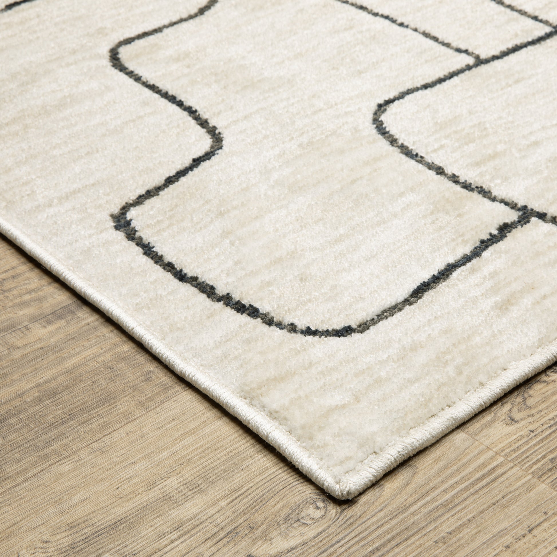 Hunter Abstract Beige/ Black Cut Pile Rug