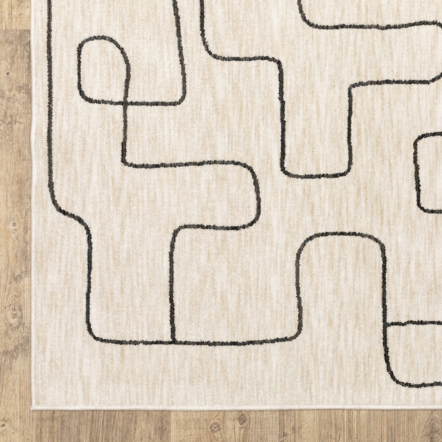 Hunter Abstract Beige/ Black Cut Pile Rug