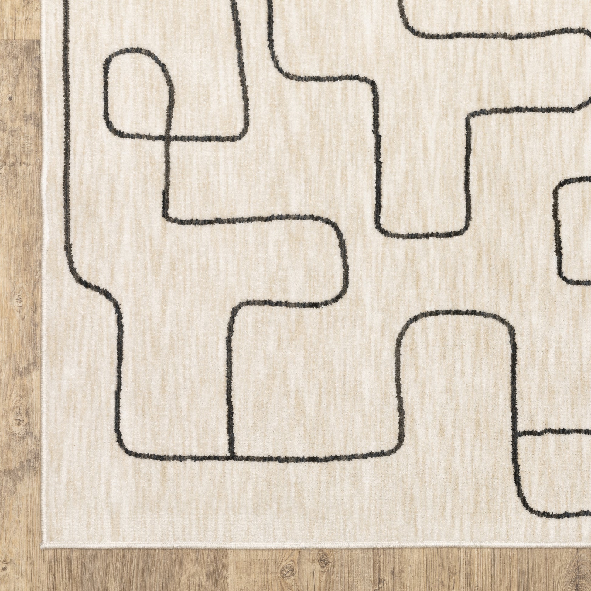 Hunter Abstract Beige/ Black Cut Pile Rug