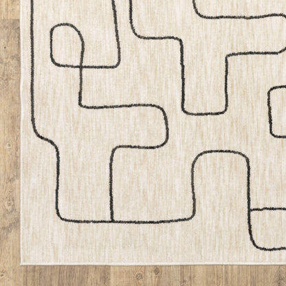 Hunter Abstract Beige/ Black Cut Pile Rug