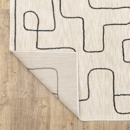 Hunter Abstract Beige/ Black Cut Pile Rug