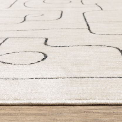 Hunter Abstract Beige/ Black Cut Pile Rug