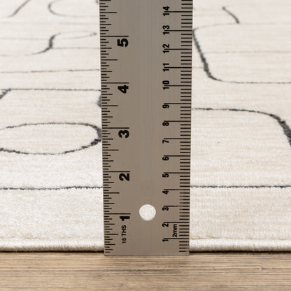 Hunter Abstract Beige/ Black Cut Pile Rug