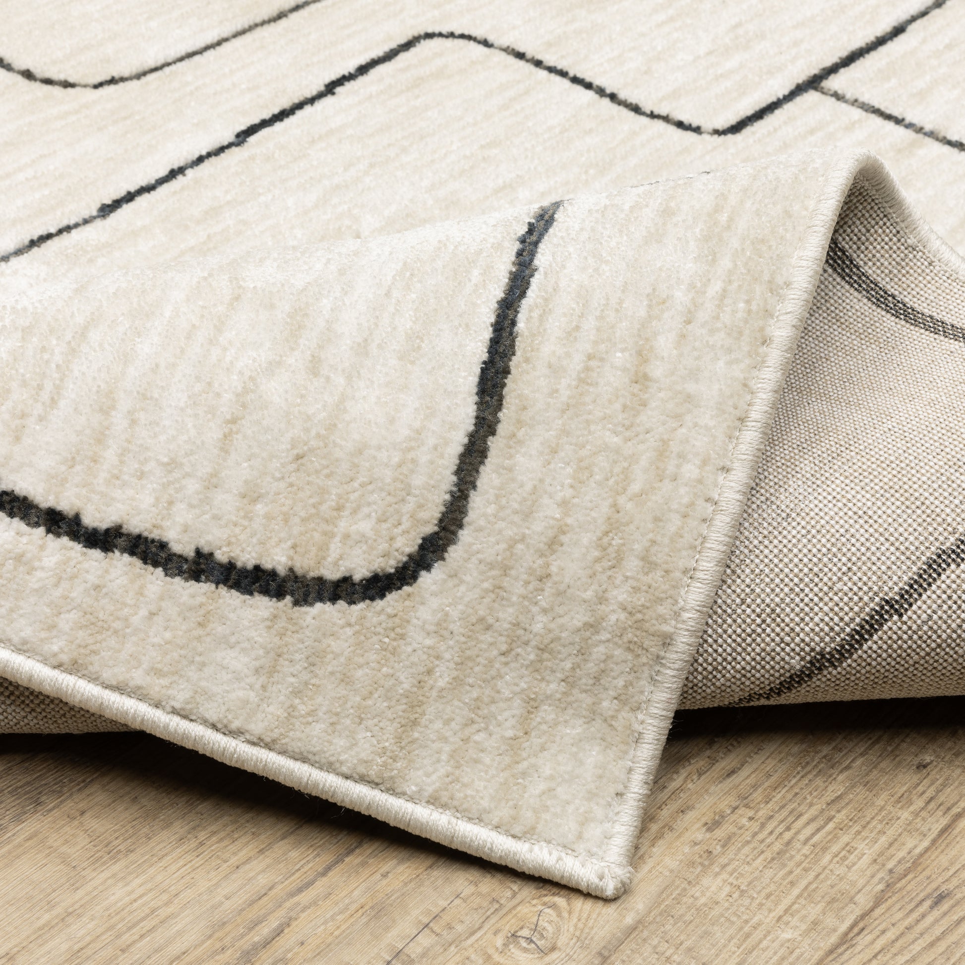 Hunter Abstract Beige/ Black Cut Pile Rug