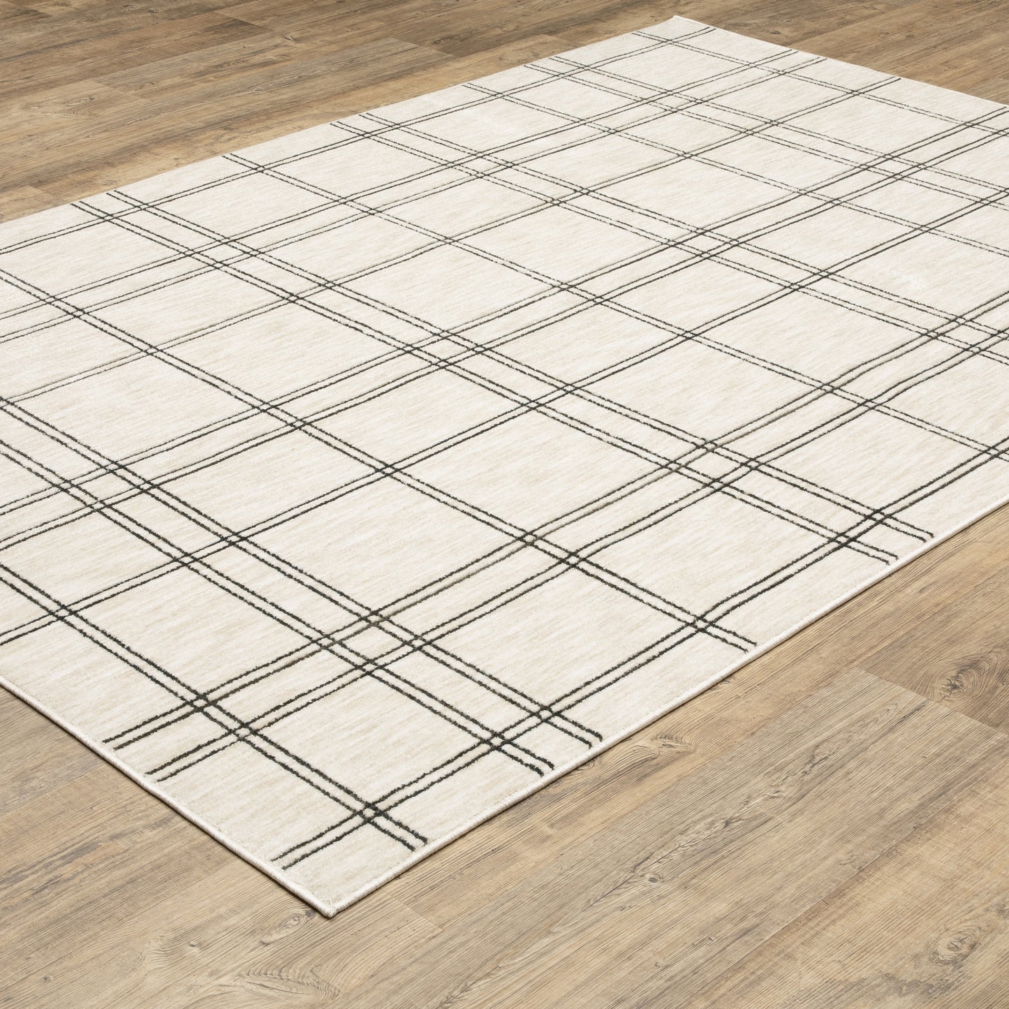 Hunter Geometric Beige/ Black Cut Pile Rug