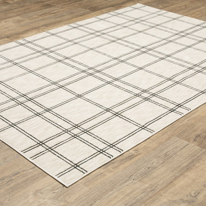 Hunter Geometric Beige/ Black Cut Pile Rug