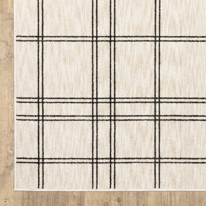 Hunter Geometric Beige/ Black Cut Pile Rug