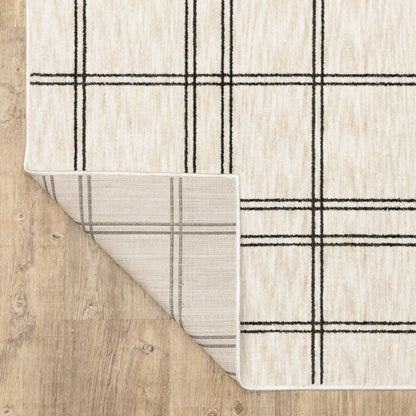 Hunter Geometric Beige/ Black Cut Pile Rug