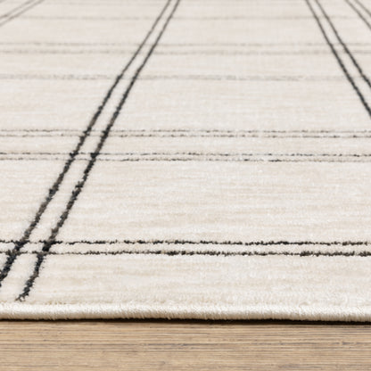 Hunter Geometric Beige/ Black Cut Pile Rug