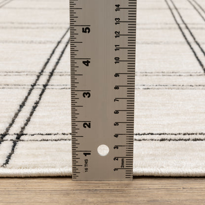 Hunter Geometric Beige/ Black Cut Pile Rug