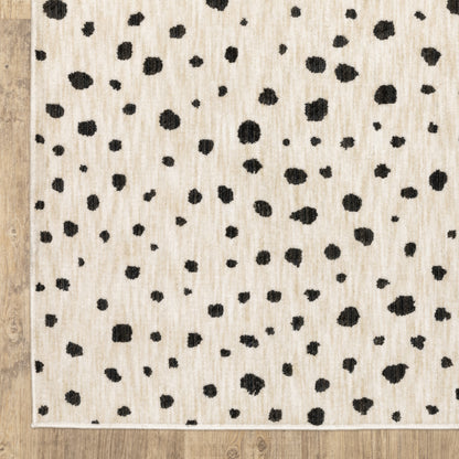Hunter Circles Beige/ Black Cut Pile Rug