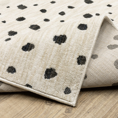 Hunter Circles Beige/ Black Cut Pile Rug