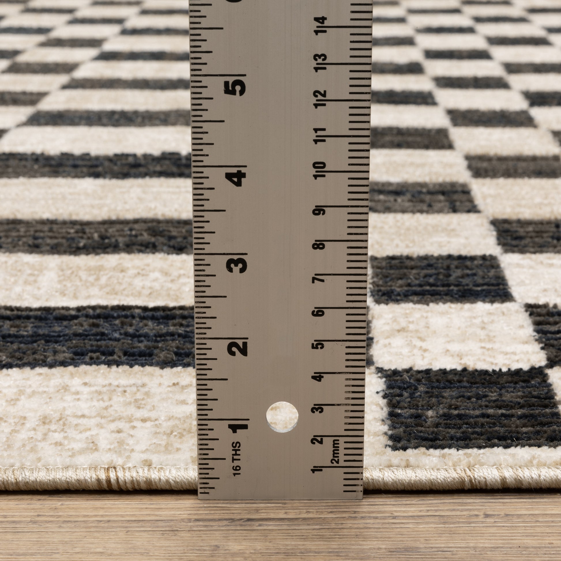 Hunter Geometric Beige/ Black Stripe Cut Pile Rug