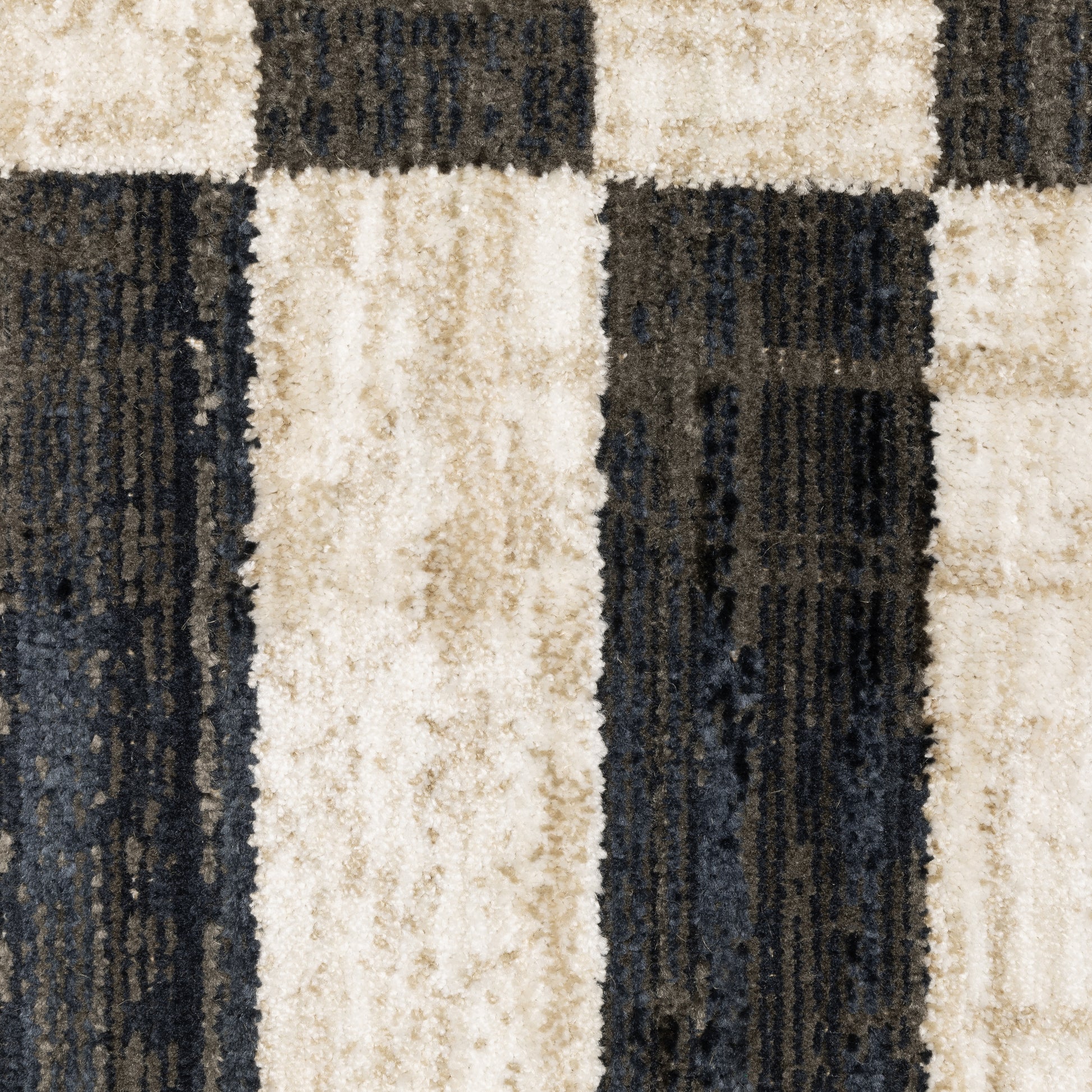Hunter Geometric Beige/ Black Stripe Cut Pile Rug