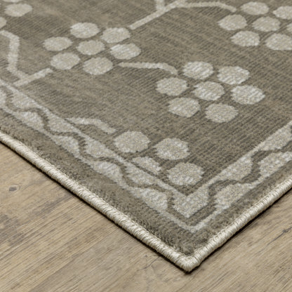 Intrigue Floral Grey/ Grey Oriental Cut Pile Rug