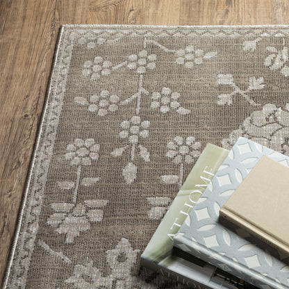 Intrigue Floral Grey/ Grey Oriental Cut Pile Rug