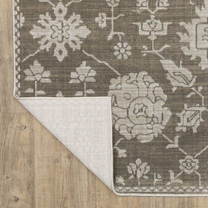 Intrigue Floral Grey/ Grey Oriental Cut Pile Rug