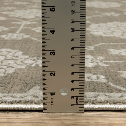 Intrigue Floral Grey/ Grey Oriental Cut Pile Rug