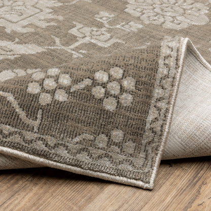 Intrigue Floral Grey/ Grey Oriental Cut Pile Rug