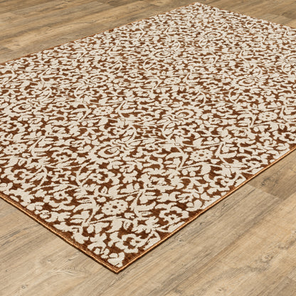 Intrigue Oriental Rust/ Ivory Cut Pile Rug