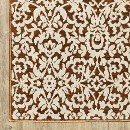 Intrigue Oriental Rust/ Ivory Cut Pile Rug