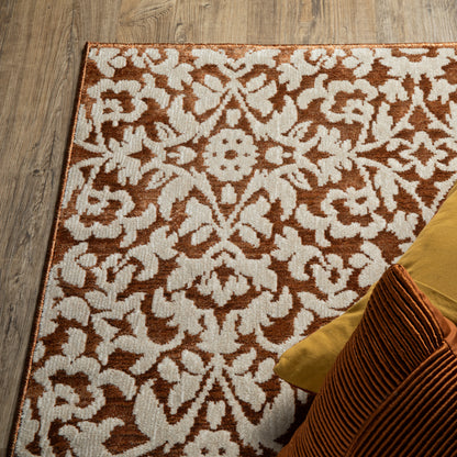 Intrigue Oriental Rust/ Ivory Cut Pile Rug