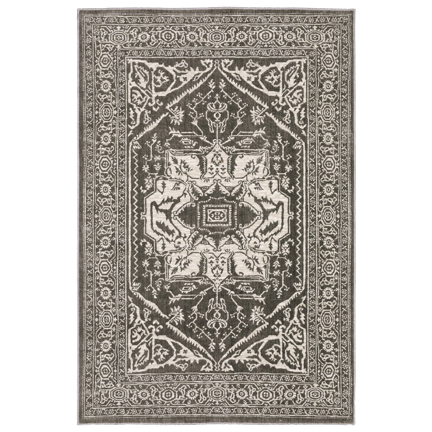 Intrigue INT04 Grey Medallion Rug