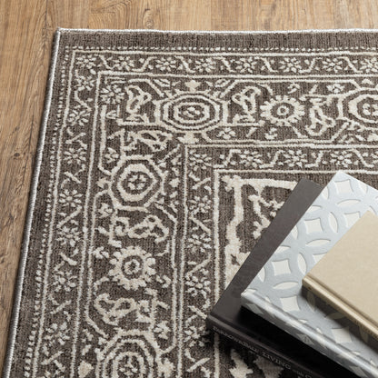 Intrigue Medallion Grey/ Ivory Oriental Cut Pile Rug