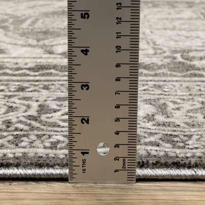 Intrigue Medallion Grey/ Ivory Oriental Cut Pile Rug